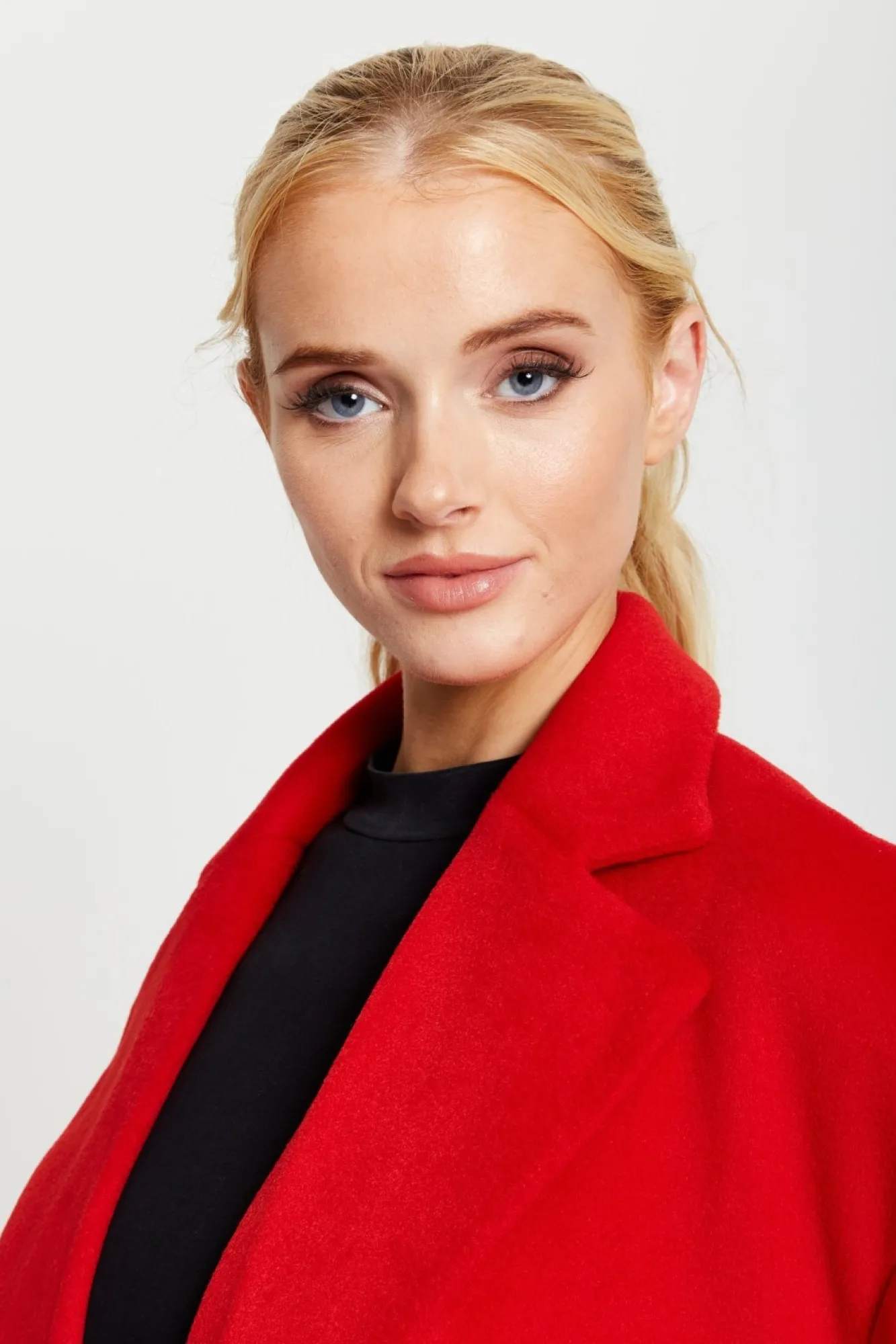 Outerwear^Liquorish Belted Longline Coat In Red