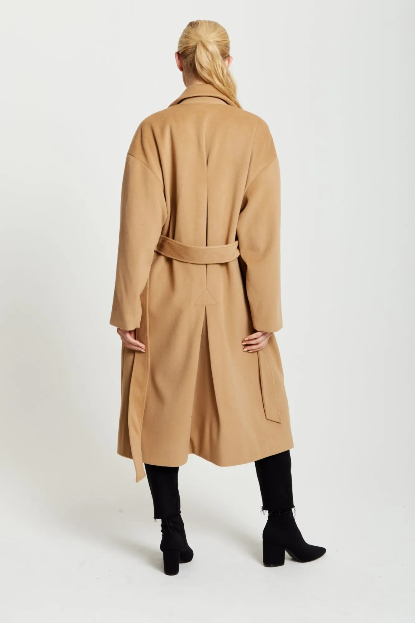Outerwear^Liquorish Belted Longline Coat In Camel