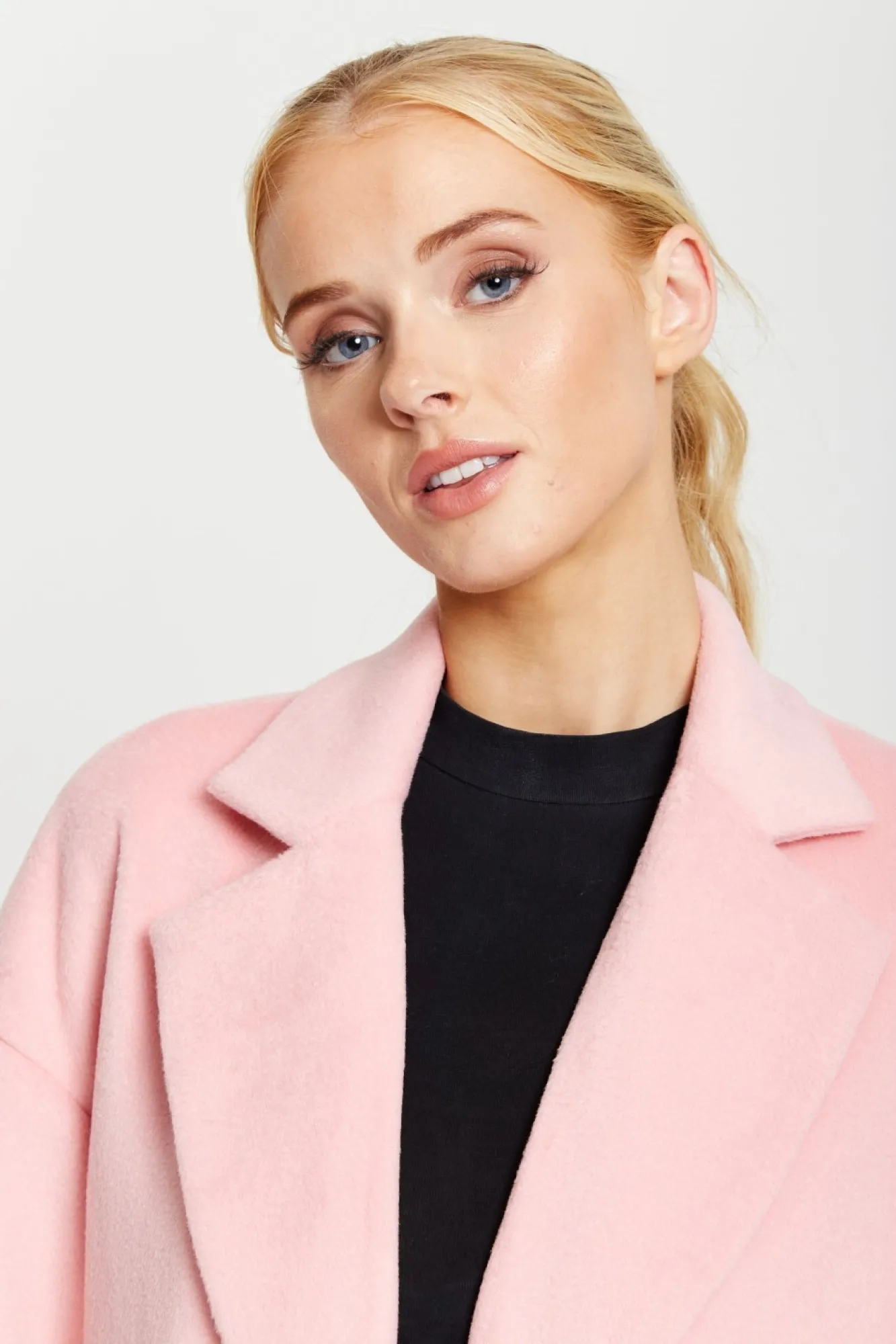 Outerwear^Liquorish Belted Longline Coat In Pink