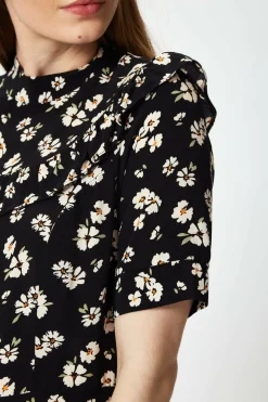 Mini Dresses^Liquorish Black Floral Mini Dress With Frill Details Blackfloral