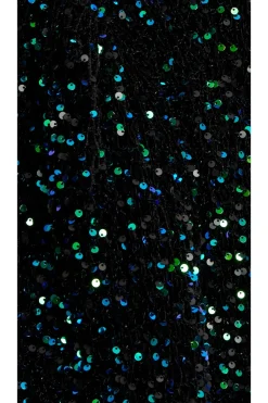 Mini Dresses^Liquorish Black Velvet Based Green And Blue Sequin Mini Dress Multicolor