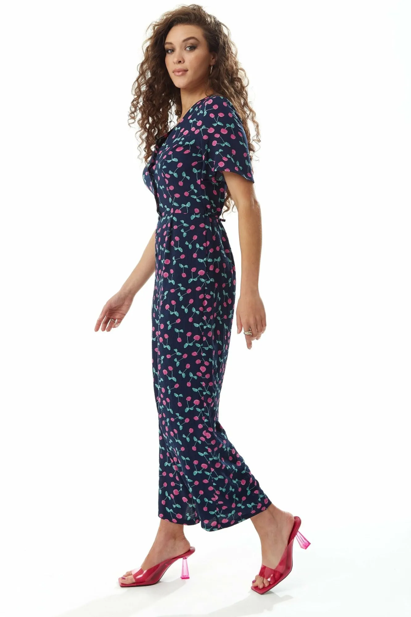 Jumpsuits^Liquorish Cherry Print Jumpsuit In Navy