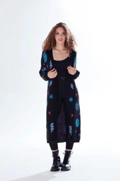 Cardigans^Liquorish Cosmic Pattern Open Front Cardigan In Black
