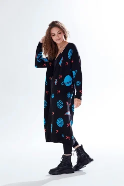Cardigans^Liquorish Cosmic Pattern Open Front Cardigan In Black