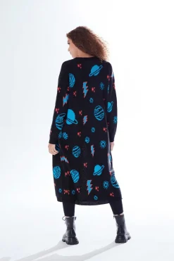 Cardigans^Liquorish Cosmic Pattern Open Front Cardigan In Black
