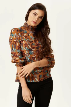 Blouses^Liquorish Divine Floral Print Top Long Sleeves Tuscany