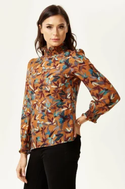 Blouses^Liquorish Divine Floral Print Top Long Sleeves Tuscany