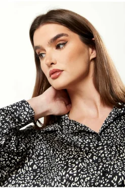 Blouses^Liquorish Divine Grace Blouse Front Tie In Black & White Blackwhite