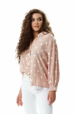 Blouses^Liquorish Divine Grace Polka Dot Shirt In Nude