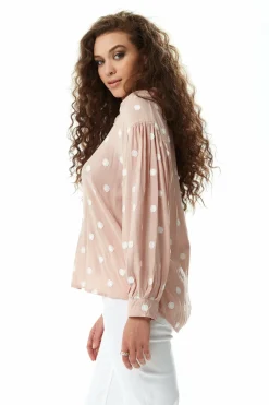Blouses^Liquorish Divine Grace Polka Dot Shirt In Nude