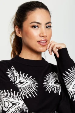 Jumpers^Liquorish Eye Pattern Jumper In Black