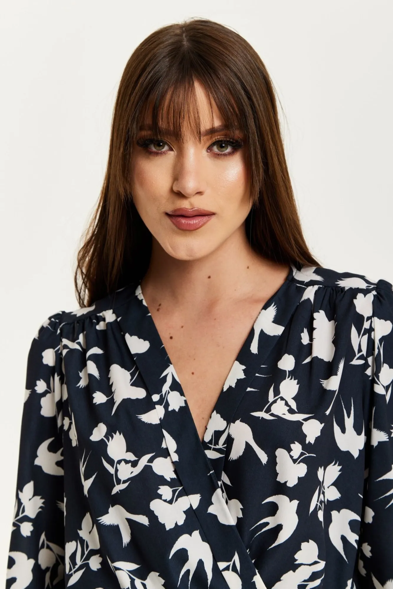 Blouses^Liquorish Floral And Bird Print Wrap Top In Black