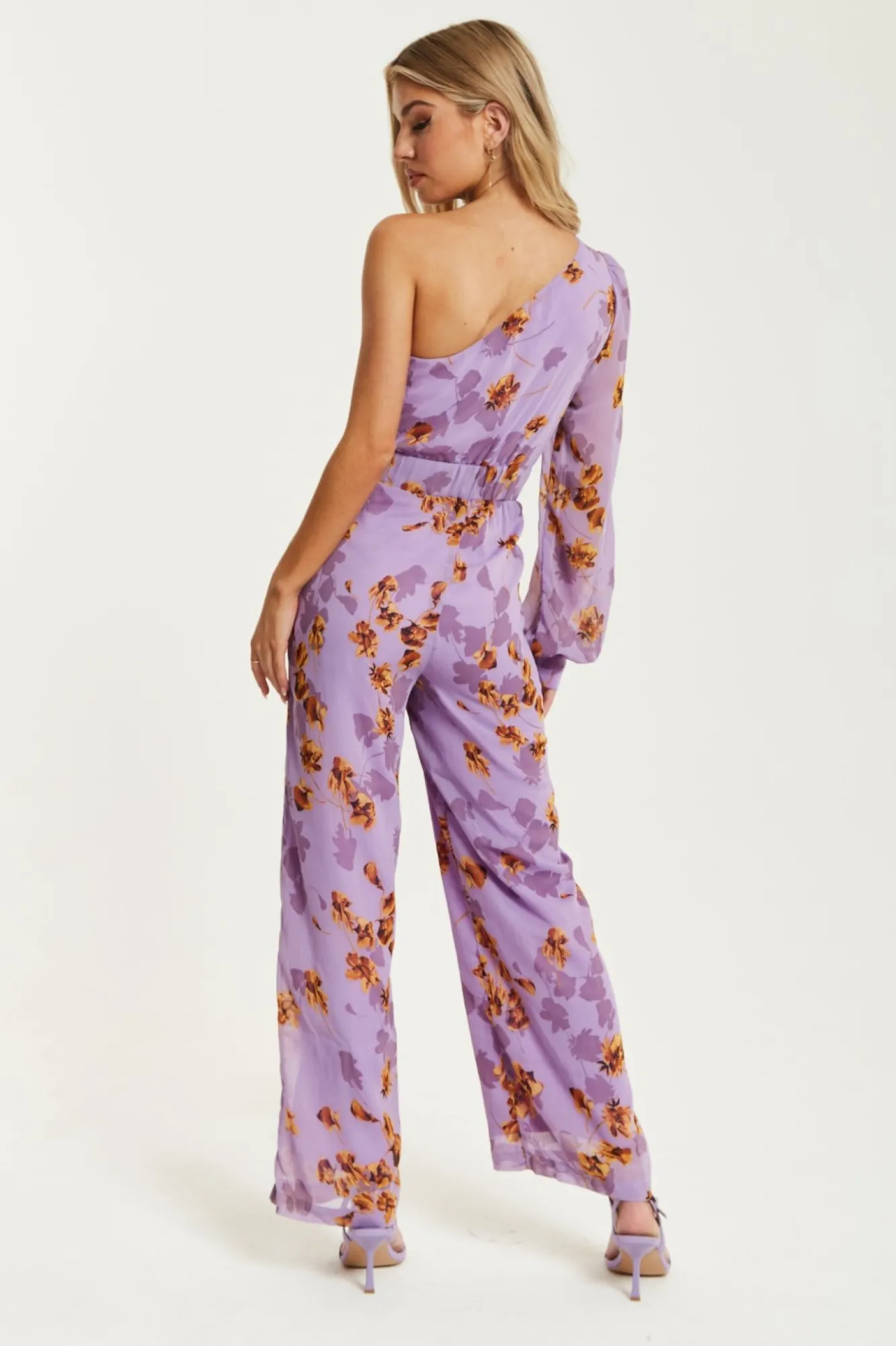 Jumpsuits^Liquorish Floral Asymmetrical Jumpsuit Purple