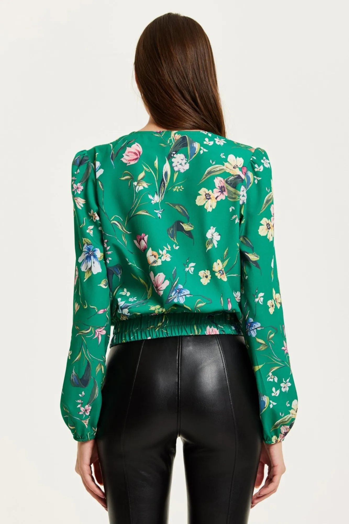 Blouses^Liquorish Floral Print Wrap Top Green
