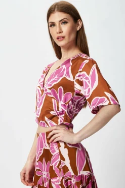 Short Sleeve Tops^Liquorish Floral Top With Short Sleeves Purple