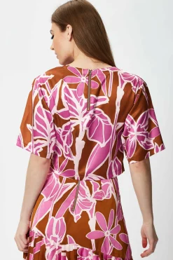 Short Sleeve Tops^Liquorish Floral Top With Short Sleeves Purple