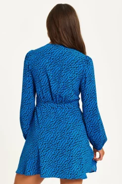 Mini Dresses^Liquorish Heart Print Mini Wrap Dress Blue