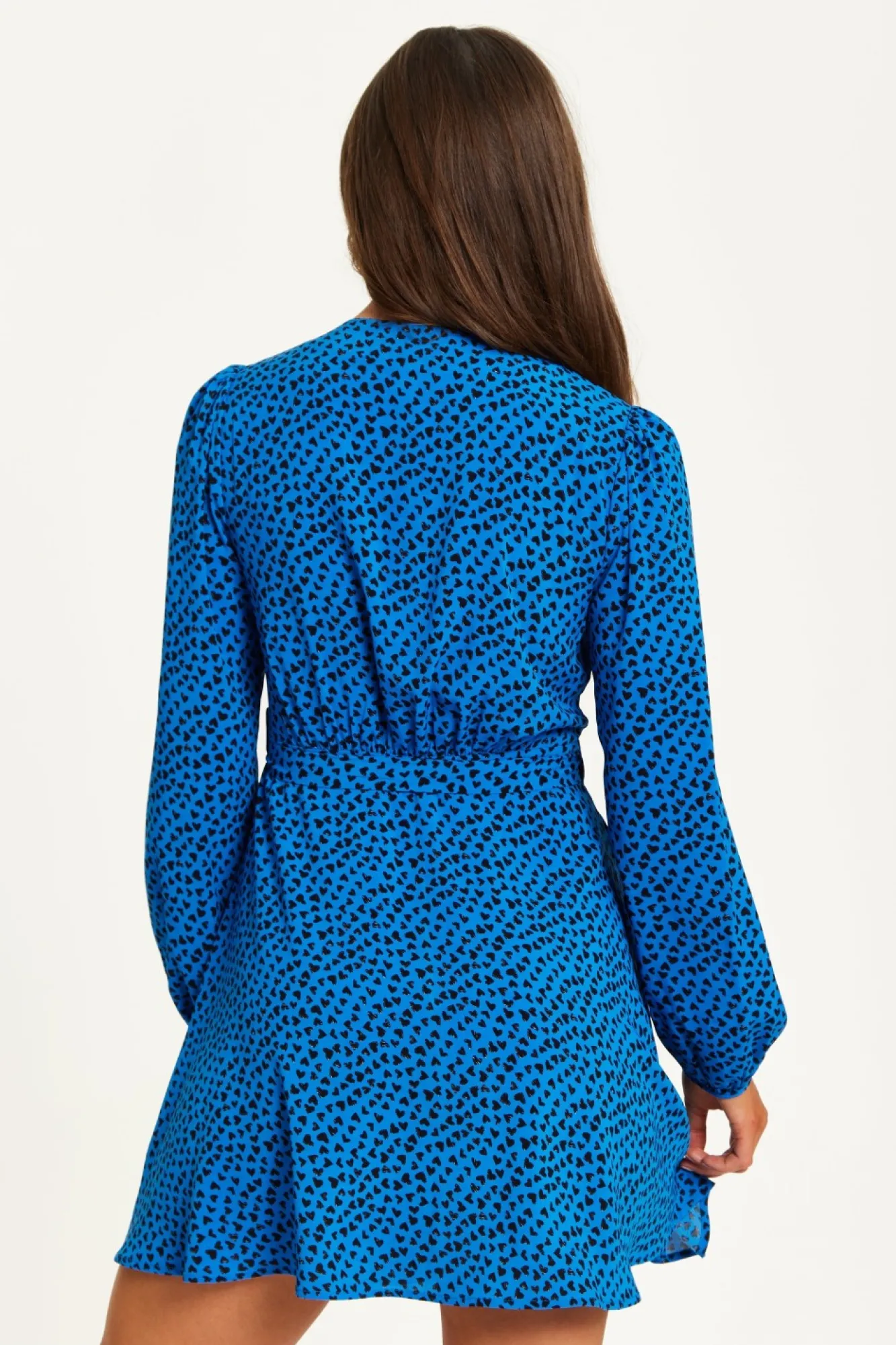 Mini Dresses^Liquorish Heart Print Mini Wrap Dress Blue