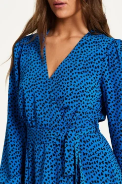 Mini Dresses^Liquorish Heart Print Mini Wrap Dress Blue
