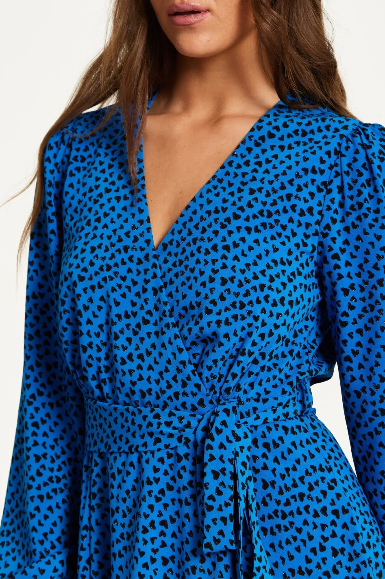 Mini Dresses^Liquorish Heart Print Mini Wrap Dress Blue