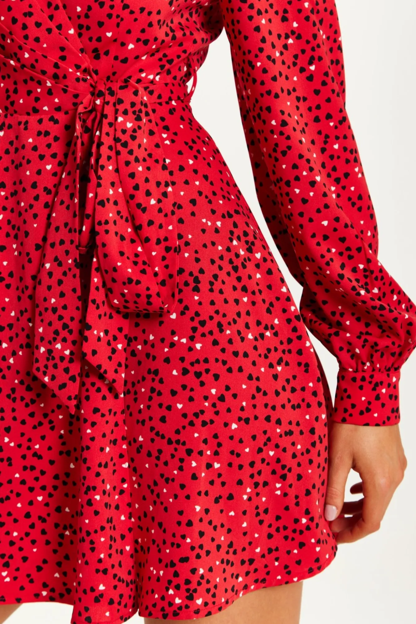Mini Dresses^Liquorish Heart Print Mini Wrap Dress Red