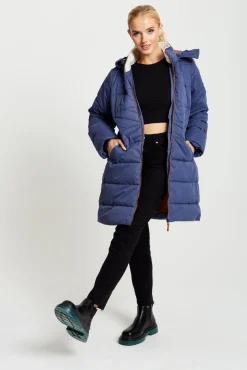 Outerwear^Liquorish Hooded Puffer Coat In Navy