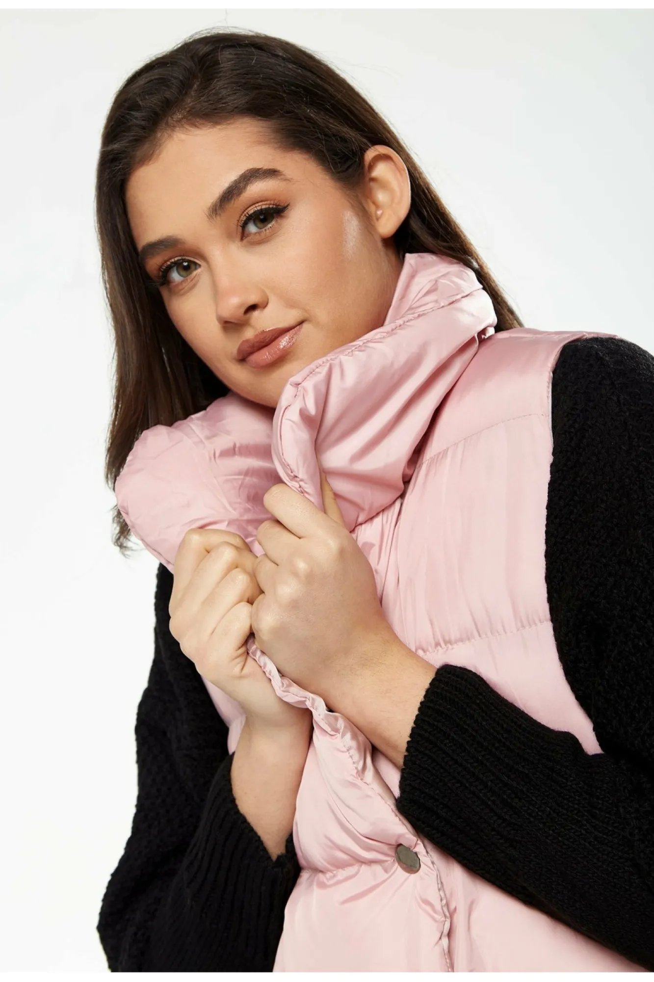 Outerwear^Liquorish Long Puffer Gilet In Pink
