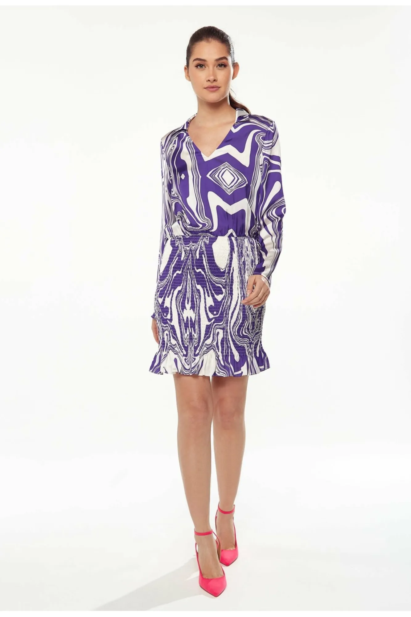 Mini Dresses^Liquorish Marble Print Dress In Purple