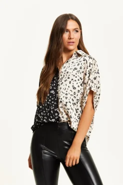 Short Sleeve Tops^Liquorish Monochrome Heart Print Shirt With Short Sleeves Multicolour