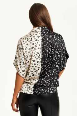 Short Sleeve Tops^Liquorish Monochrome Heart Print Shirt With Short Sleeves Multicolour