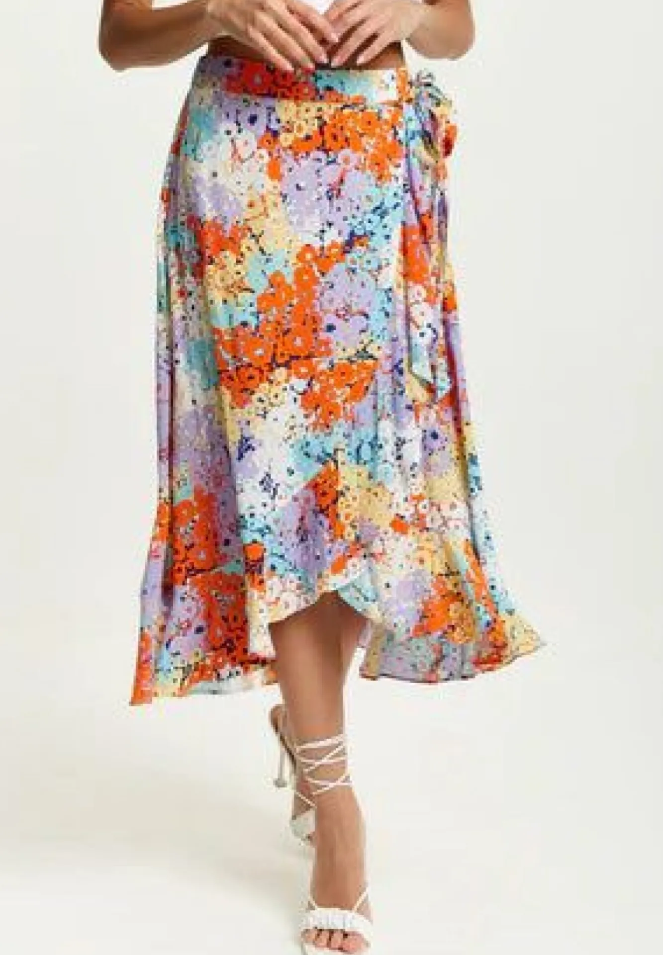 Skirts^Liquorish Multicolour Floral Print Midi Wrap Skirt Multicolor