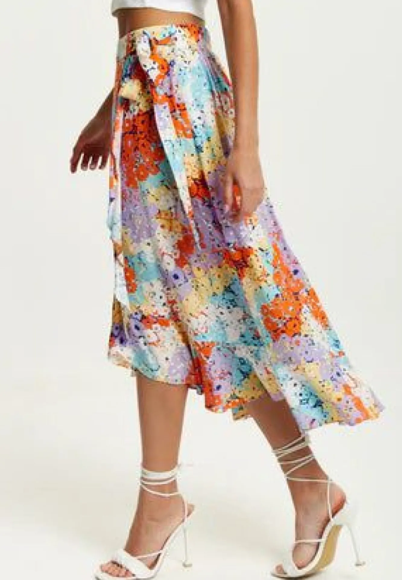 Skirts^Liquorish Multicolour Floral Print Midi Wrap Skirt Multicolor