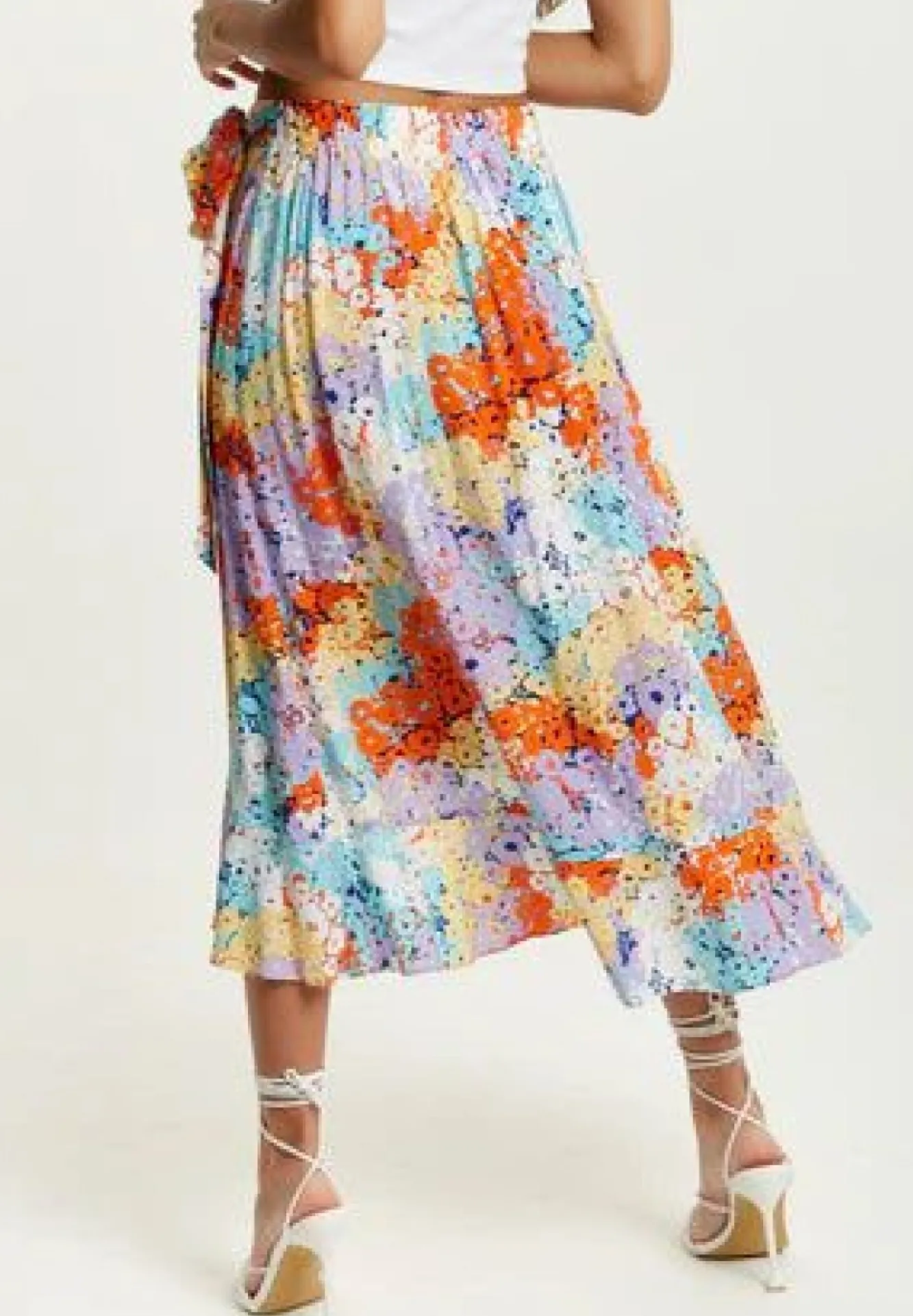 Skirts^Liquorish Multicolour Floral Print Midi Wrap Skirt Multicolor