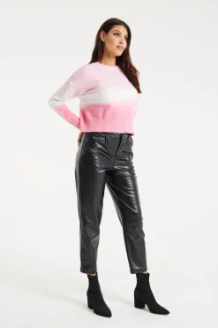 Jumpers^Liquorish Ombre Pattern Jumper In And White Pink