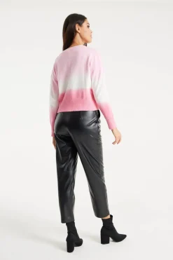 Jumpers^Liquorish Ombre Pattern Jumper In And White Pink