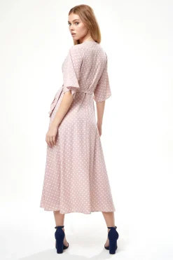 Midi Dresses^Liquorish Polka Dot Midi Wrap Dress In Light Pink Lightpink
