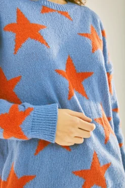Jumpers^Liquorish Red Star Jumper In Blue
