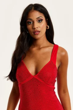 Maxi Dresses^Liquorish Sequin Maxi Dress With Open Back Detail Red