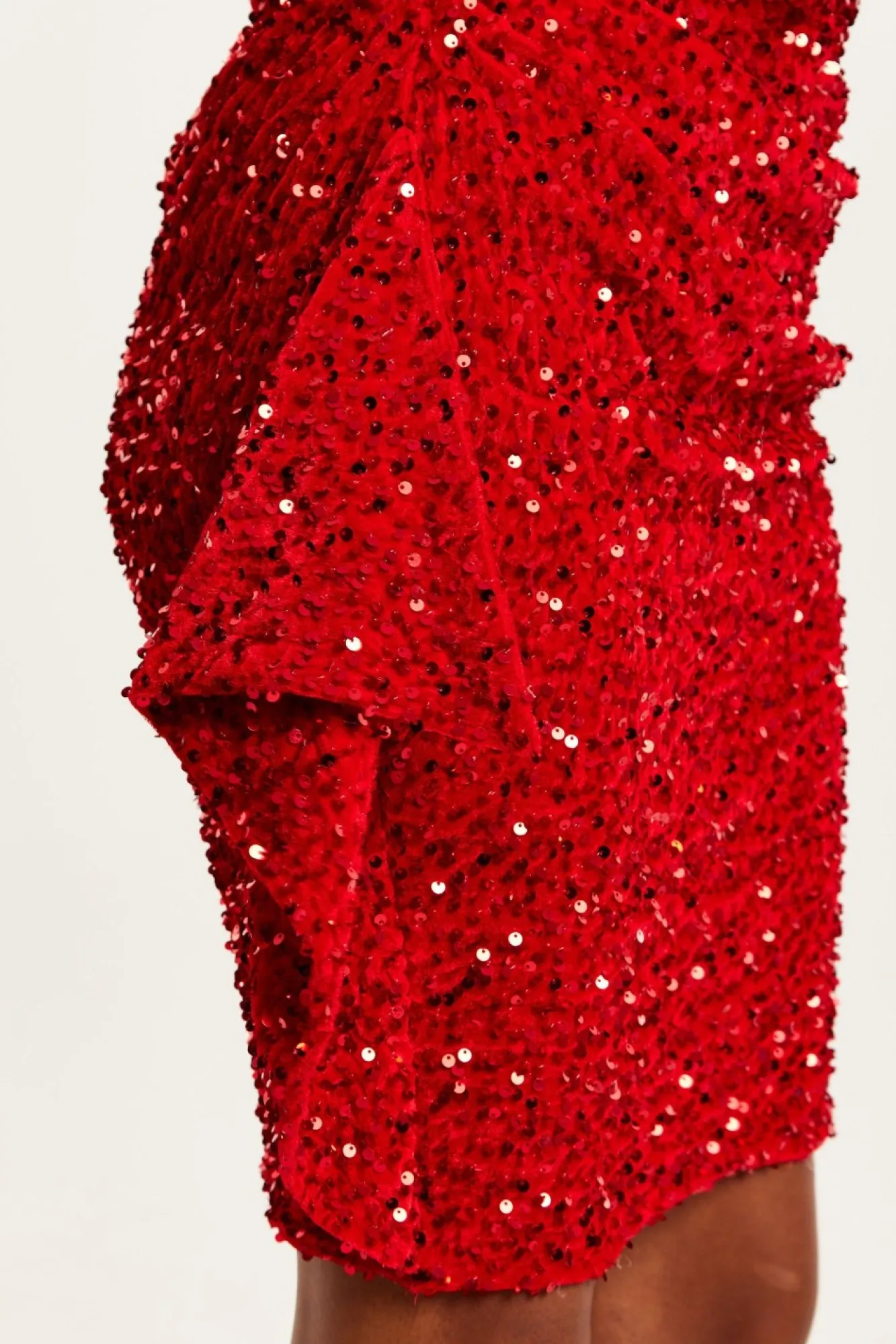 Mini Dresses^Liquorish Sequin Velvet One Shoulder Mini Dress Red