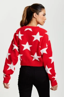 Jumpers^Liquorish Star Pattern Jumper In Red