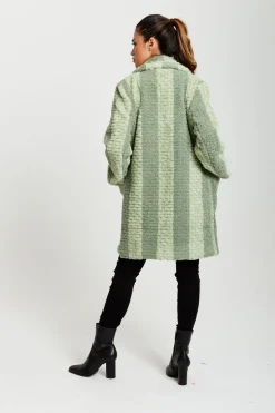 Outerwear^Liquorish Teddy Coat In Stripe Green