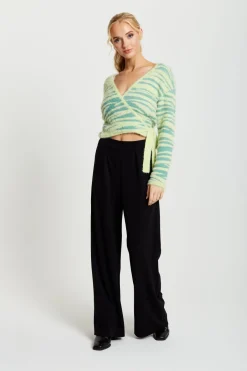 Cardigans^Liquorish Textured Zebra Wrap Cardigan In Yellow And Green Yellowgreen