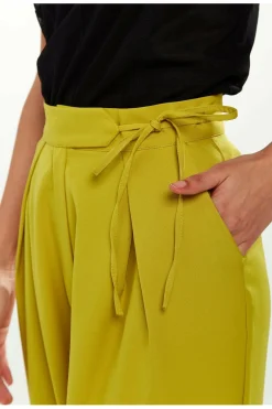 Trousers^Liquorish Tie Waist Wide Leg Trousers In Pistachio