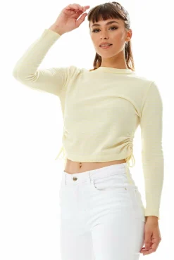 Jumpers^Liquorish Top In And White Stripes With Long Sleeves Yellow