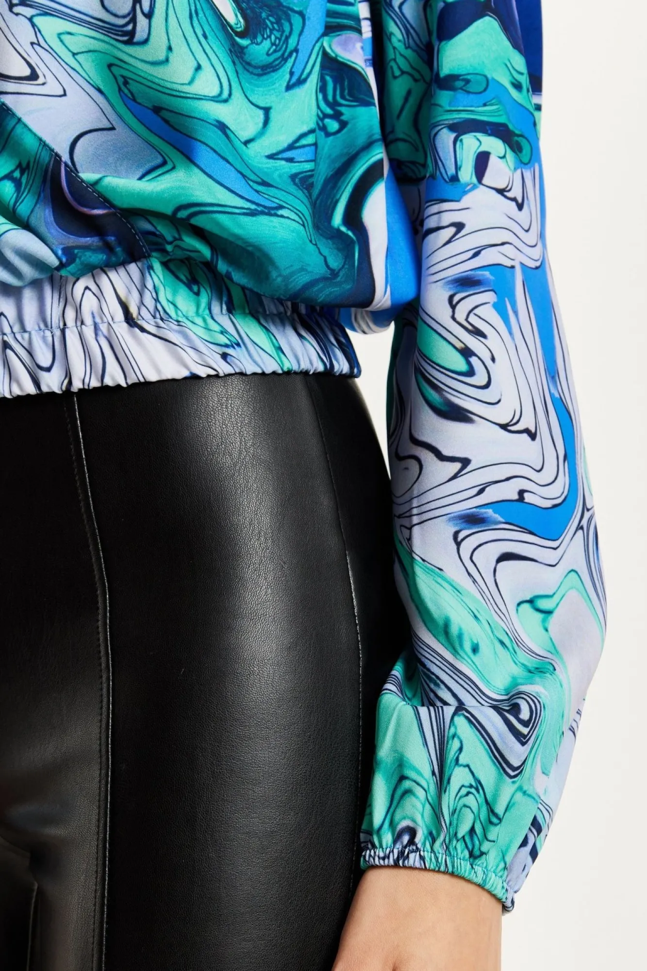 Blouses^Liquorish Turquoise Marble Print Wrap Top Blue