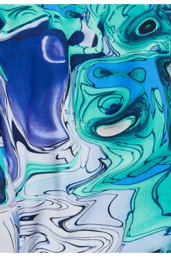 Blouses^Liquorish Turquoise Marble Print Wrap Top Blue
