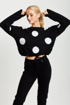 Knitwear^Liquorish White Polka Dot Jumper In Black