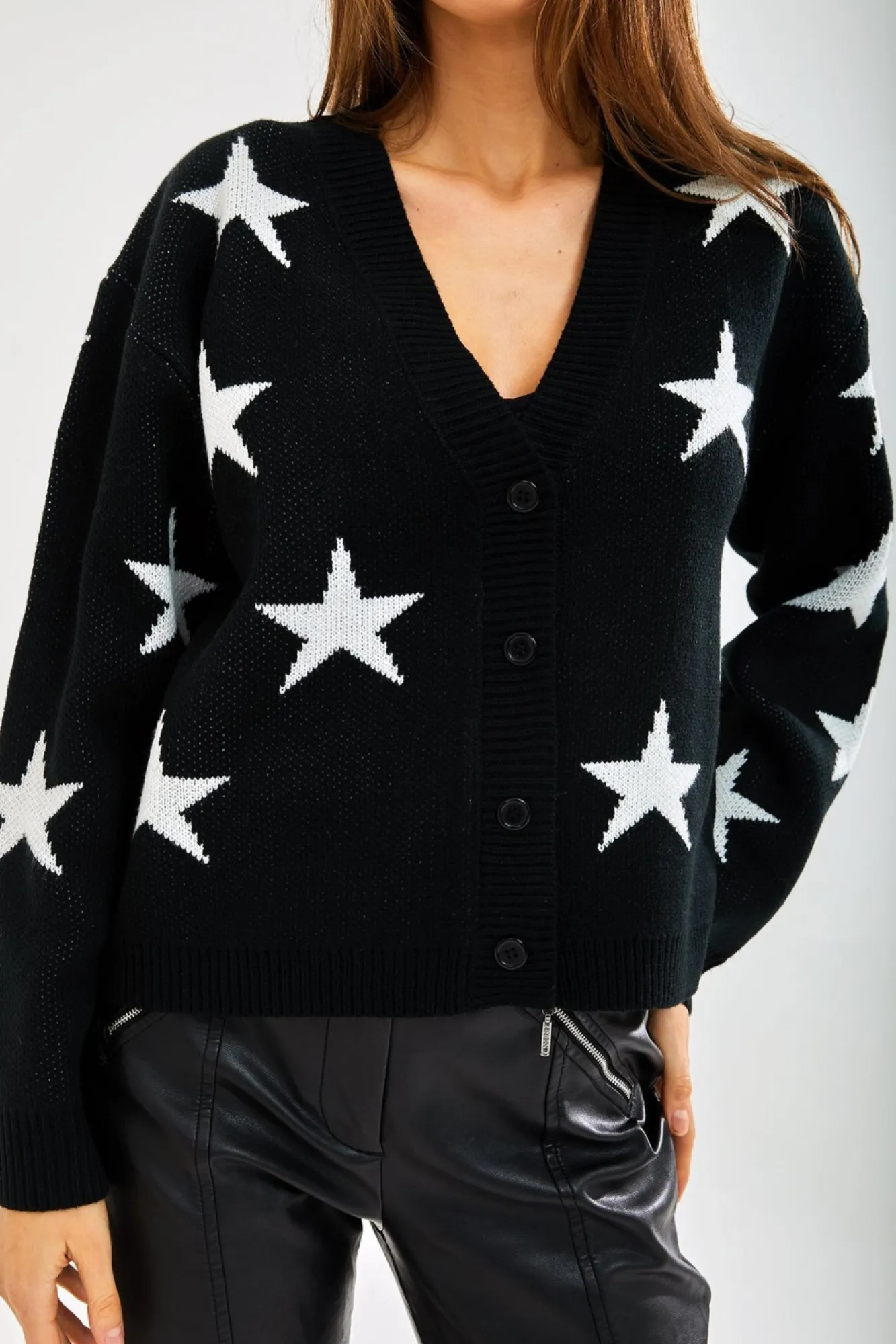 Cardigans^Liquorish White Star Cardigan In Black