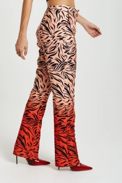 Trousers^Liquorish Zebra Print Suit Trousers With Slit Detail Orangenude