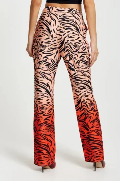 Trousers^Liquorish Zebra Print Suit Trousers With Slit Detail Orangenude
